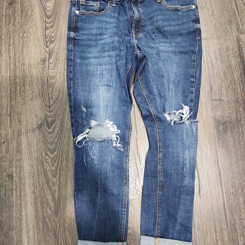 Old Navy Women's Distressed Rockstar Super Skinny Mid-rise Jeans - Classic Blue